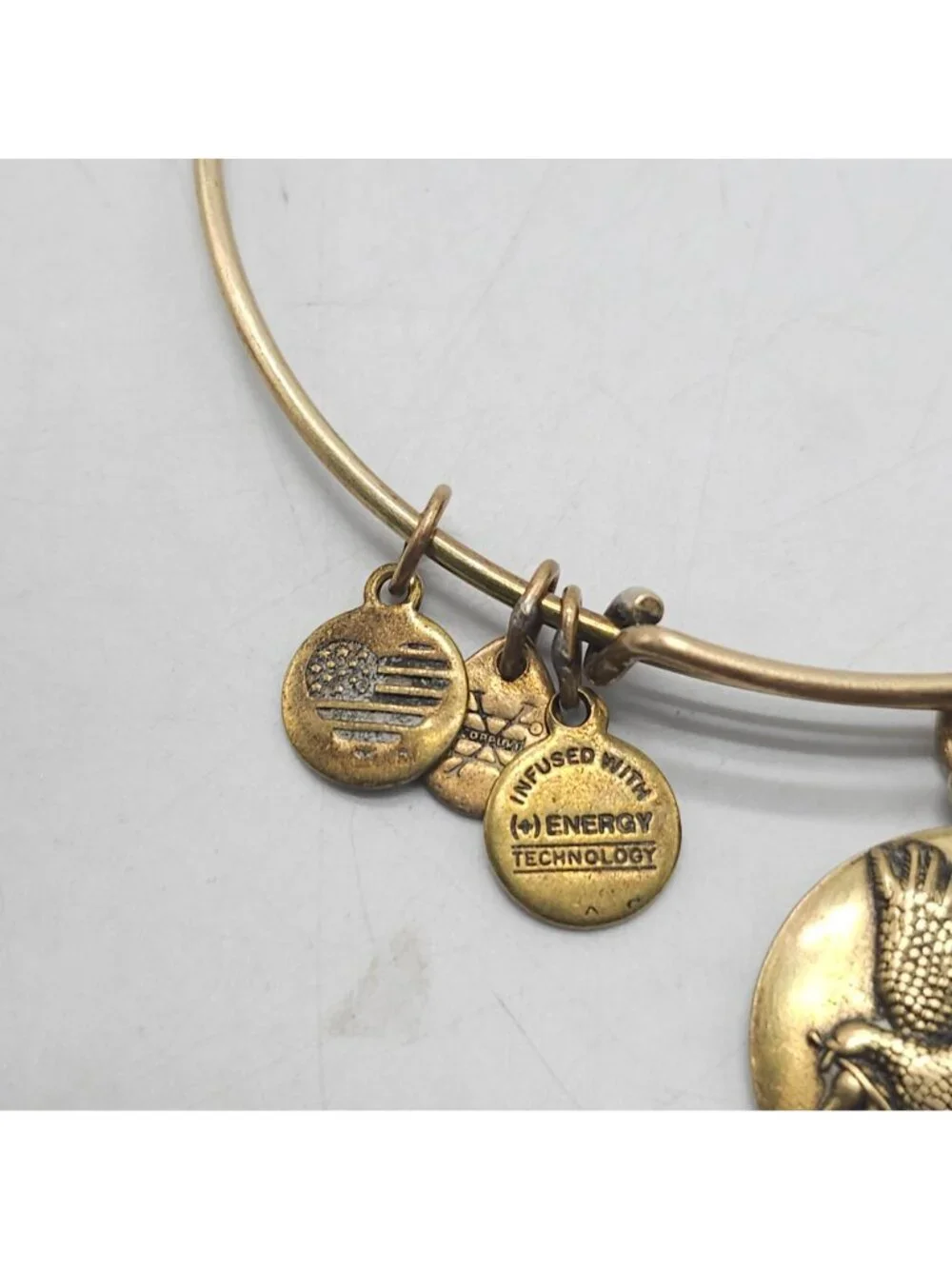 Alex And Ani Sacred Dove Charm Bangle Bracelet Gold Finish Positive Energy
